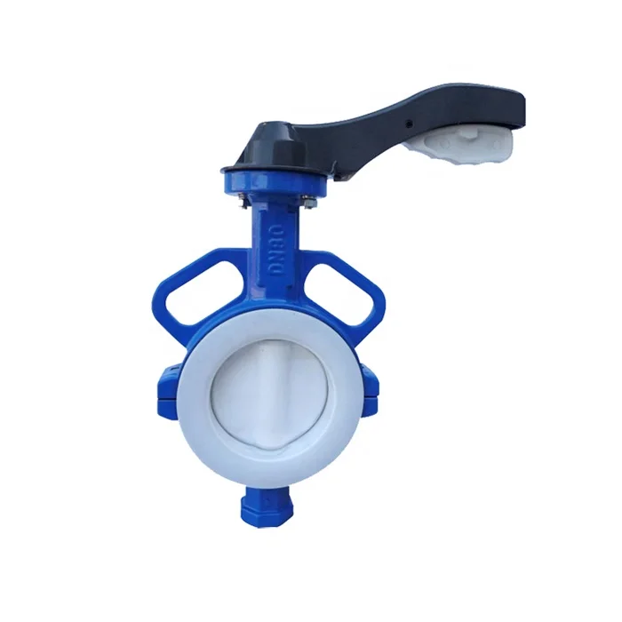 Ductile Iron Body PTFE Lined Disc Wafer Type Butterfly Valve