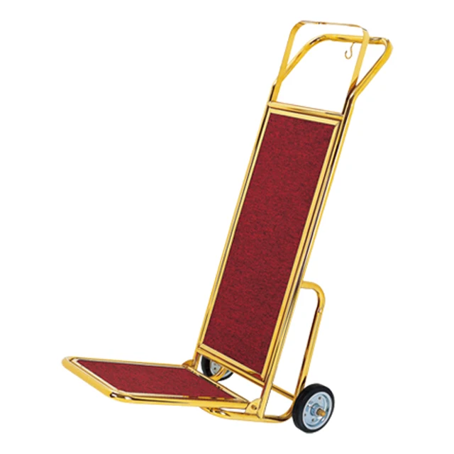 Stainless Steel Hotel Luggage Trolley Thickened Silent Wheel Hand-Pulled Airport Lobby Concierge Cart Airport Hotel Delivery