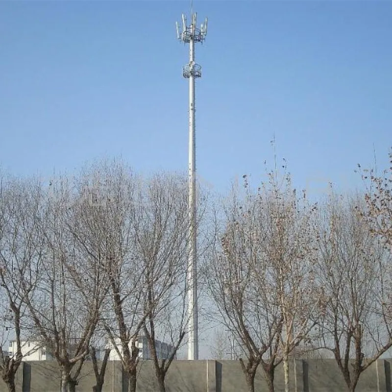 40m Hot DIP Galvanized Octagonal Tapered Monopole Antenna Tower Mobile Telecom Light Tower