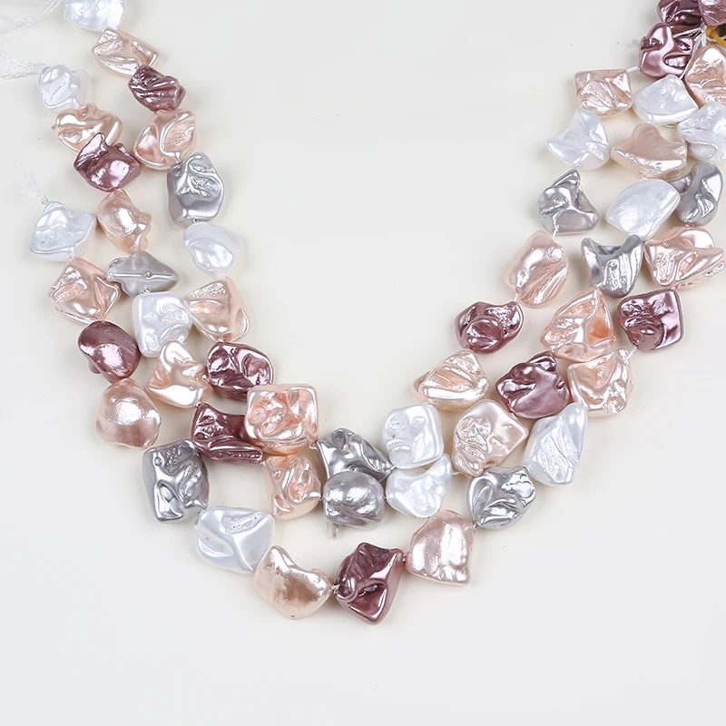 
Unique Tooth shape colorful irregular shell pearl beads string 