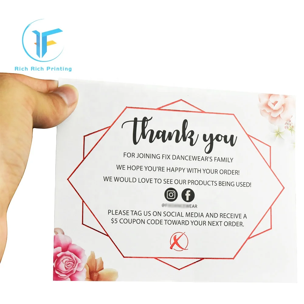 Low MOQ High quality China Cheap price Custom Boutique Thank You Cards Business Card Printing