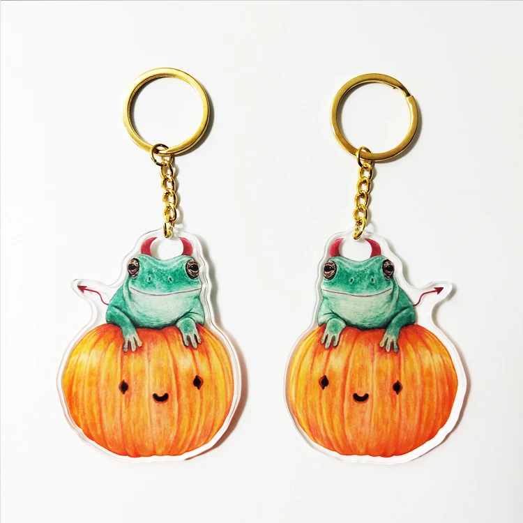 Custom printed double sided charms anime clear acrylic linked keychain