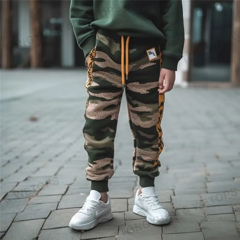 Wholesale Children Elastic Waist Jean Pants Paint Print Side Stripe Denim Ripped Straight Jeans For Kids Boy