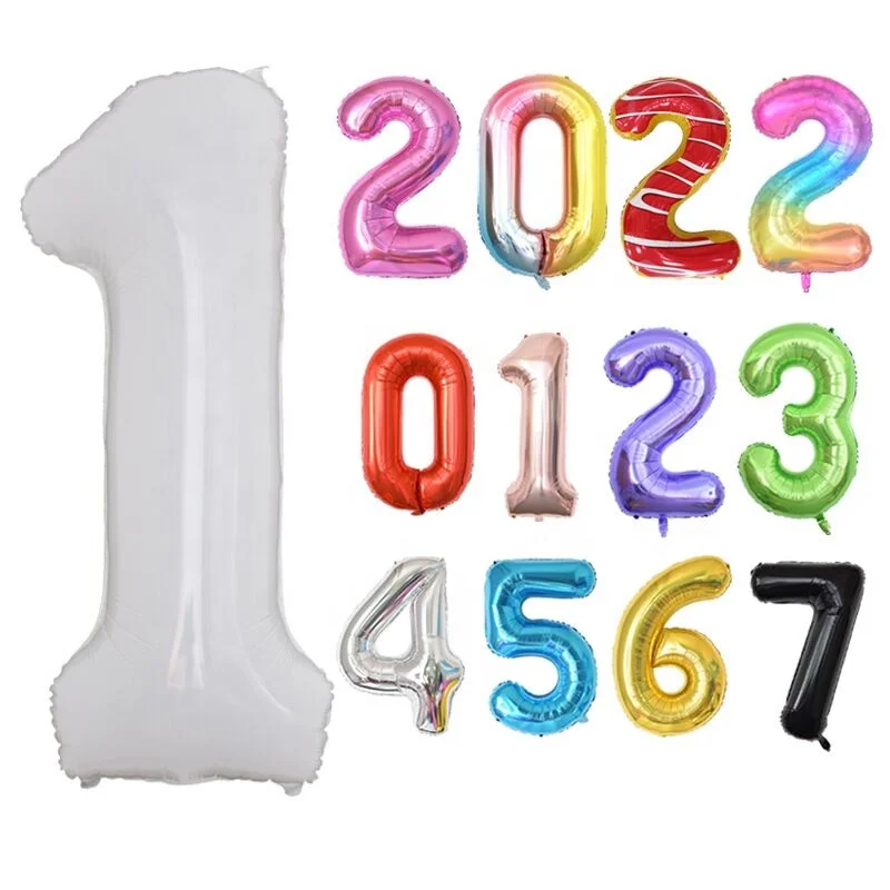 various colors large 40 inches number foil balloon white red rainbow green dark blue  foil helium balloon for happy birthday