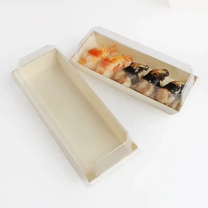 disposable wooden sushi box japanese bento box  takeaway box sushi container with lid
