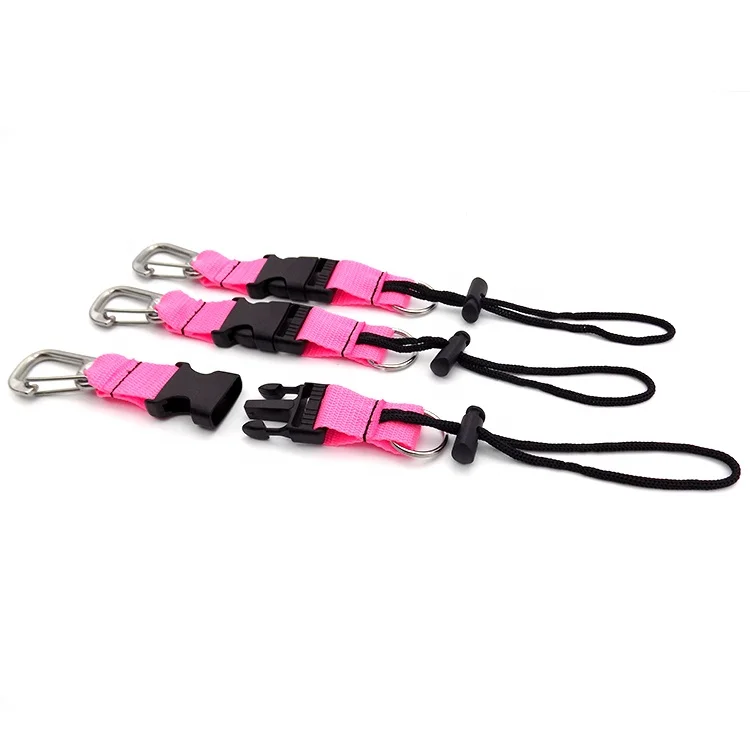 GuoFeng Customized Pink Elastic Coiled Lanyard With Snap Karabiner