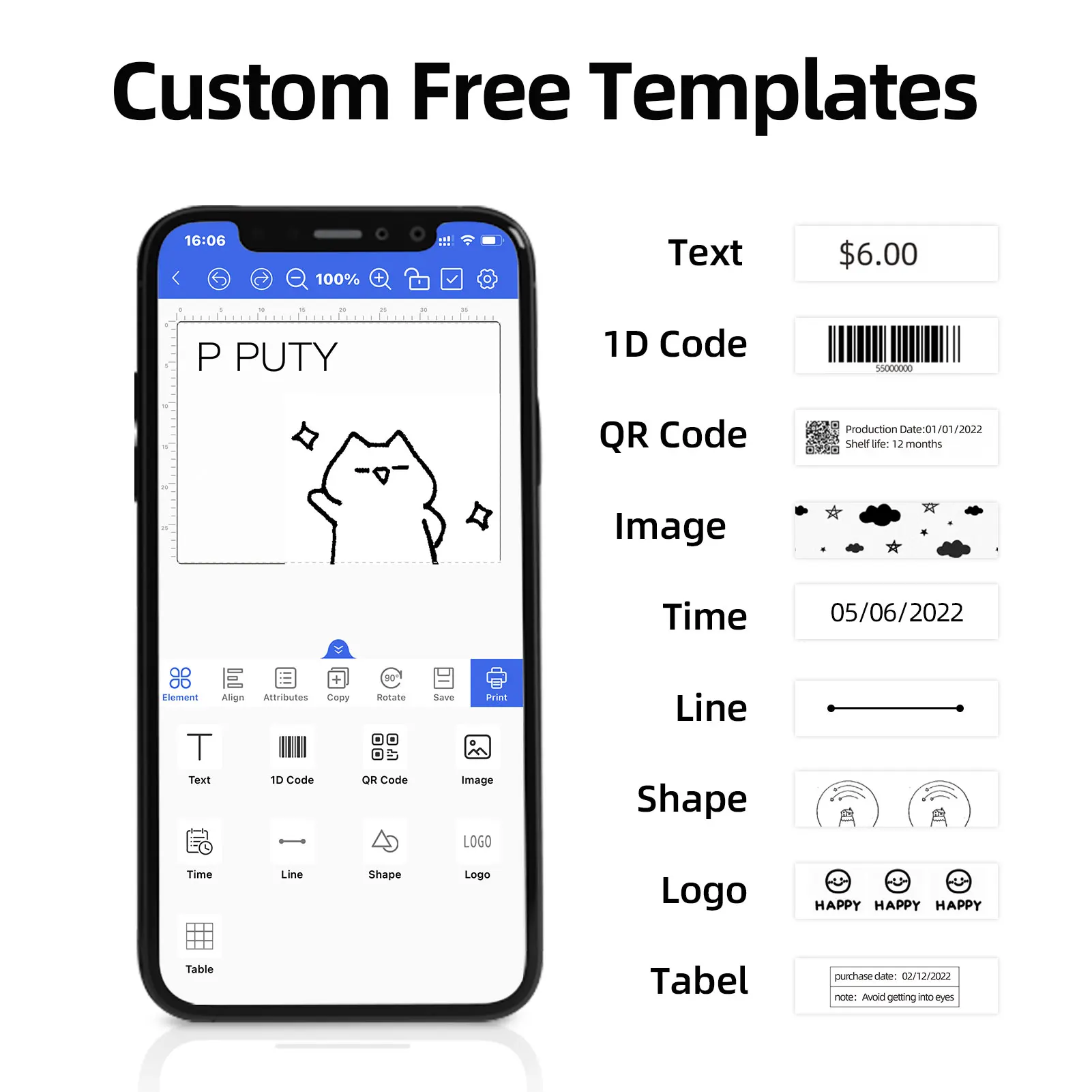 52mm width thermal printer without ink mini printer portable smart thermal label printer