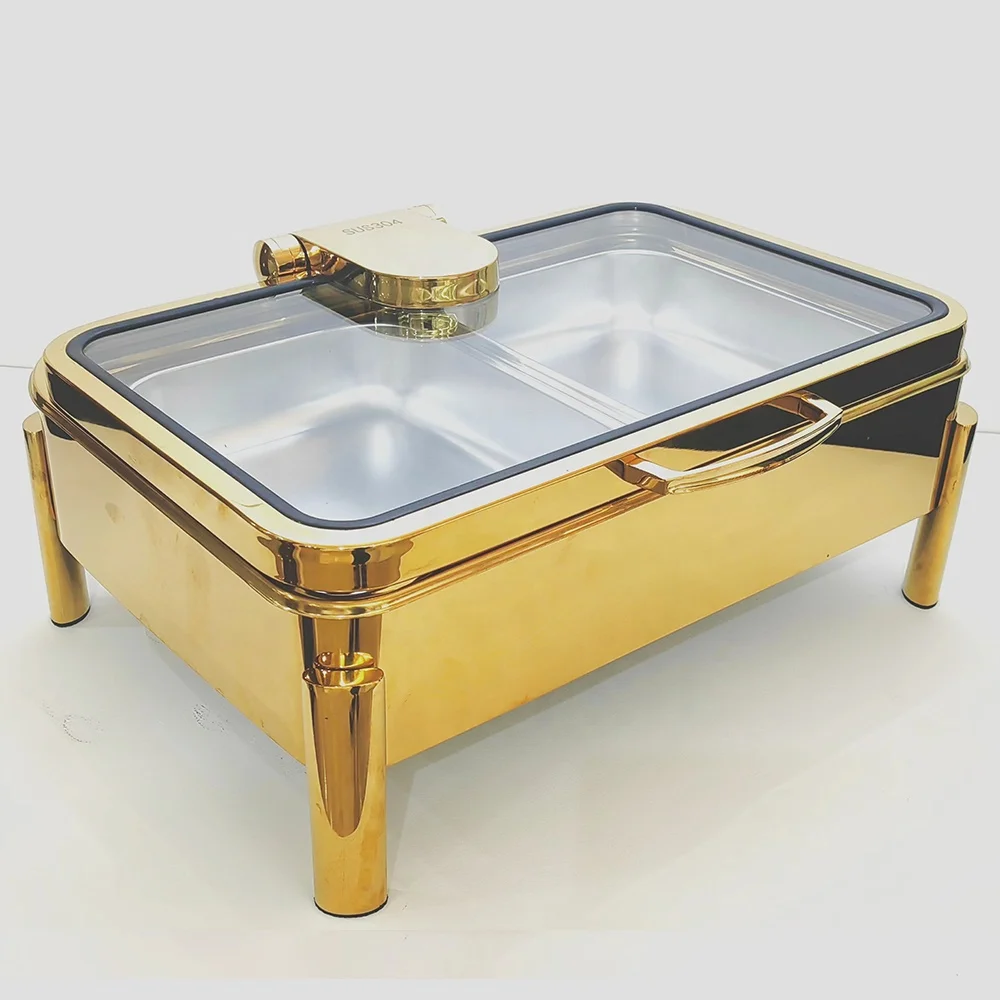 Manufacturer Luxury Party Catering In Dubai Equipment Buffet Fancy 9.0L Large Capacity Rectangular shape Chafing Dish