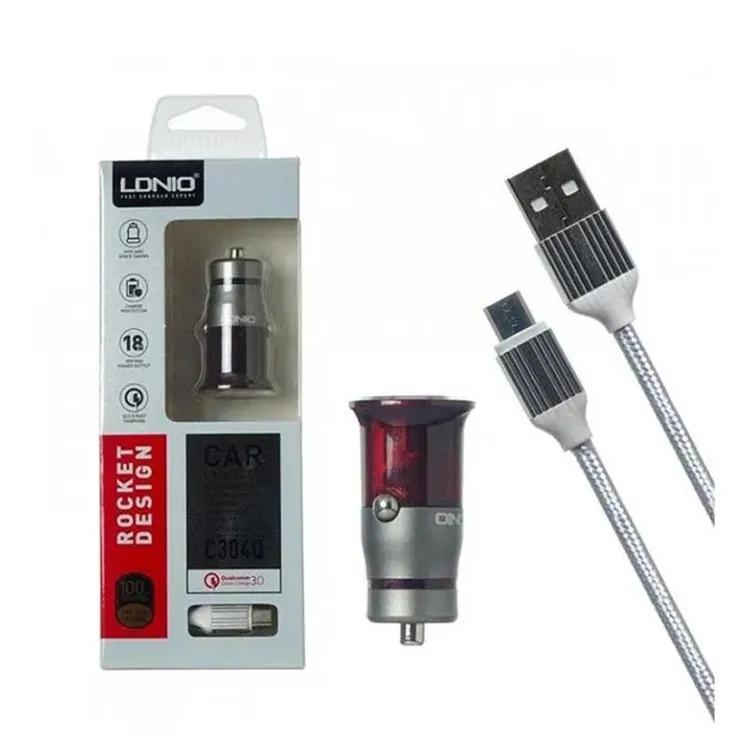 LDNIO Manufacturer Factory Direct Portable Hot C304Q Quick Charge 3.0 Car Charger Fashion Style 1 Usb Port 18W car charger adapt