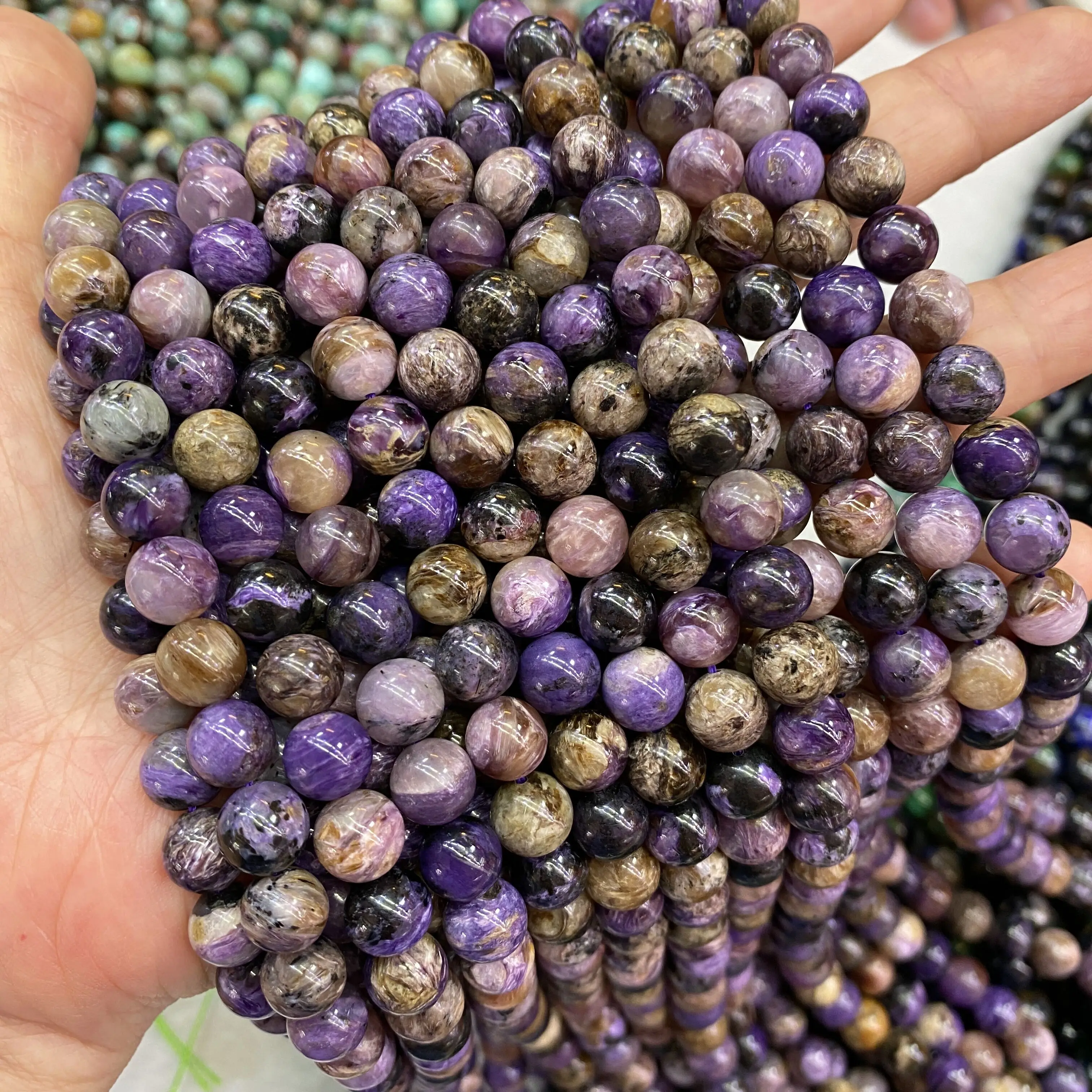 Natural Stone Gemstone Loose Round 6/8/10mm Beads Strand Purple Charoite