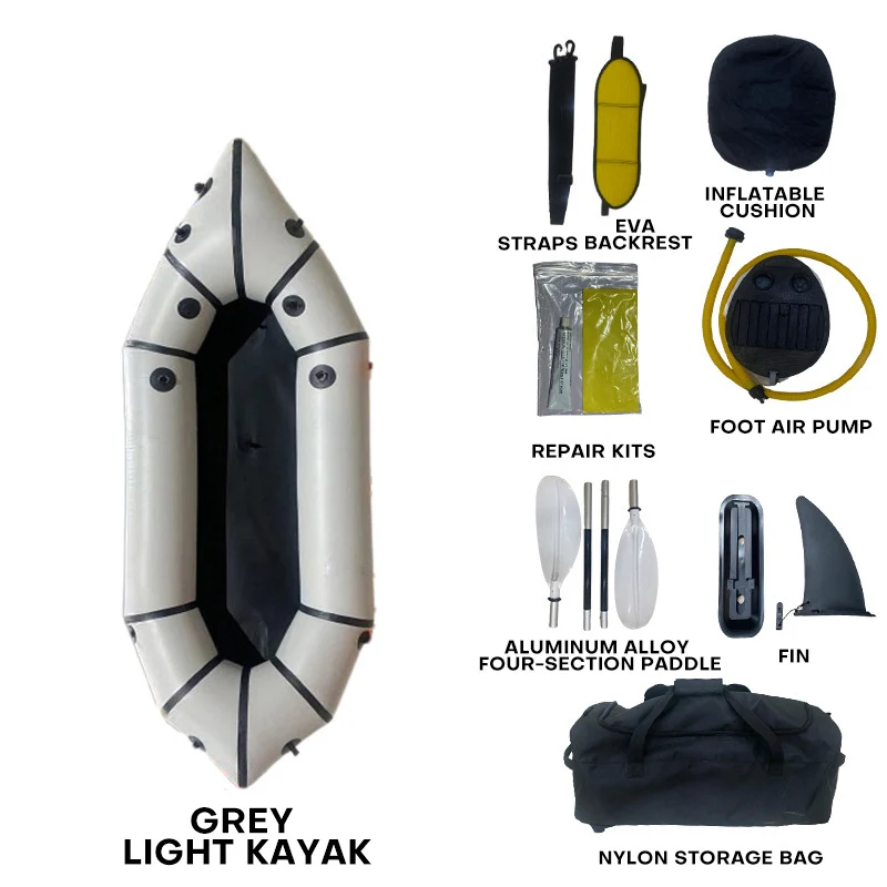 Wear-Resistant 1 Person Ultra Light Pvc Kayak Inflatable Fishing Boat
