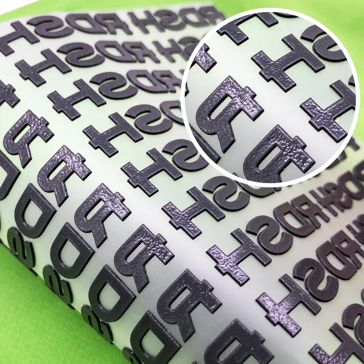 Custom T Shirt Iron On Name Label Tag Heat Press Embossed Logo 3d Silicone Heat Transfer Label