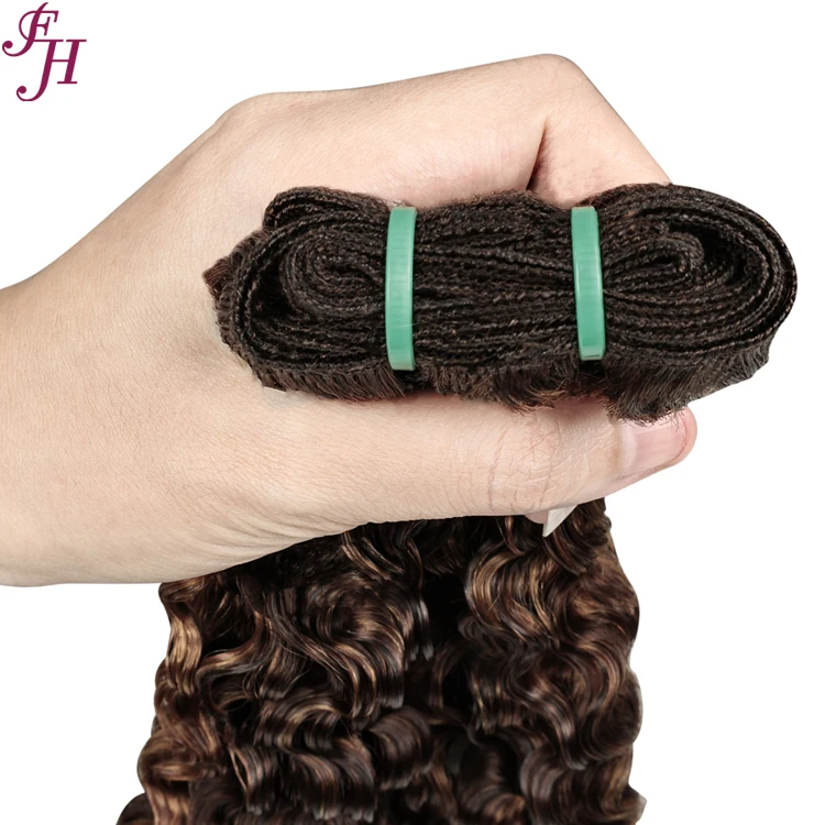 FH factory sale P4/27 burmese curl cabelos human hair pixie curl  vietnamese human hair highlight  burmese curly hair bundles