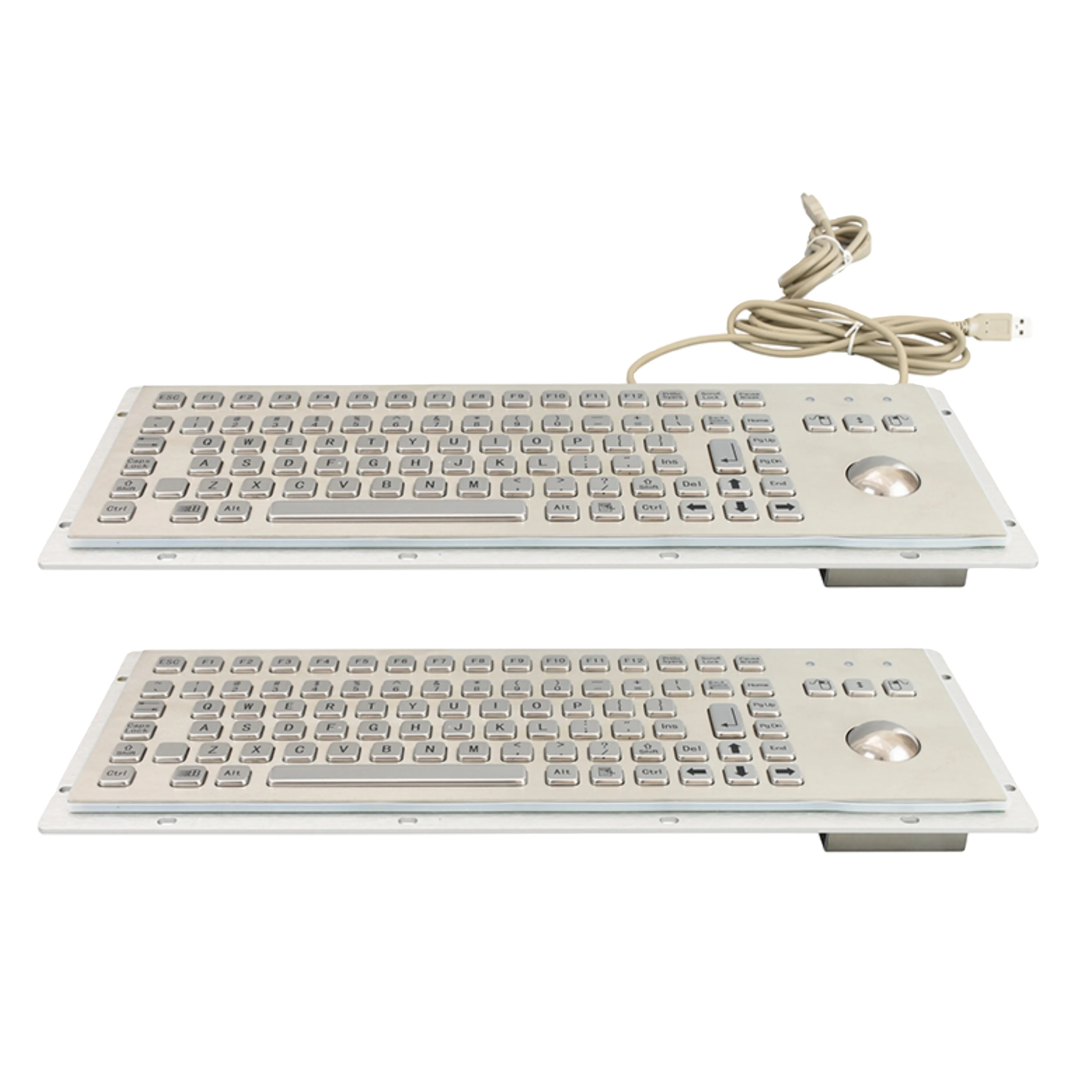 Ruggedized Vandal proof Waterproof Industrial Marine keyboard Stainless steel with backlit panel  with trackball mouse