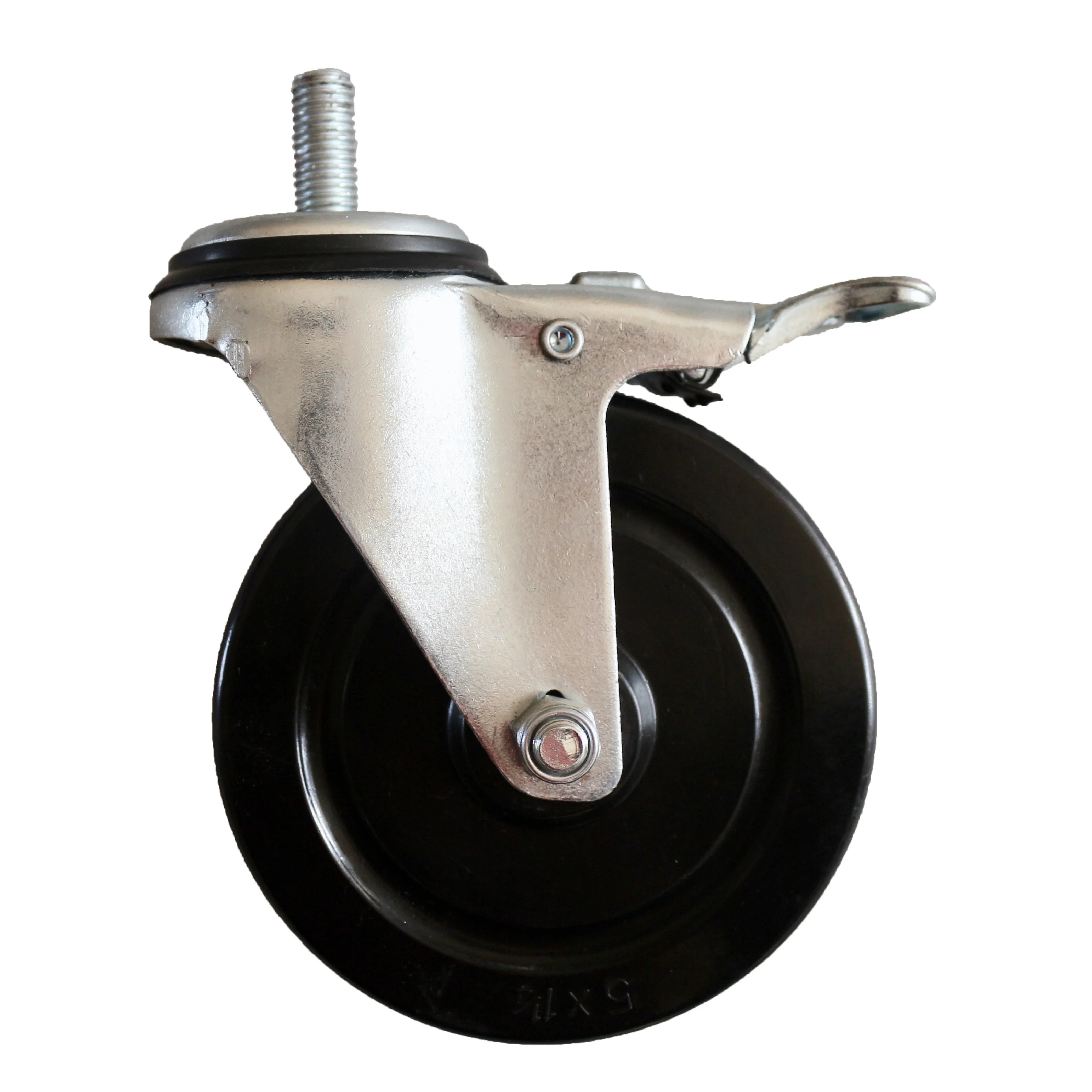 SS стержень с резьбой поворотный 5 дюймов леса из твердой резины на колесиках