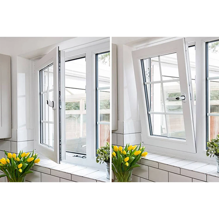 Heat Insulation Thermal break prefab tilted triple glazed aluminum tilt and turn windows