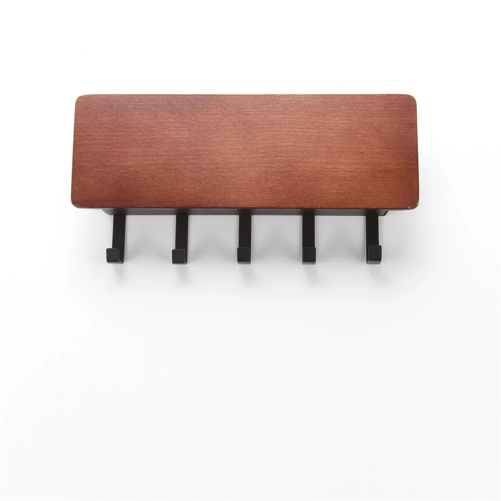 Maxery Wall Shelves Wood Mail Sorter 5 Hooks Decorative Key And Mail Holder Wooden key holder for Key Storage