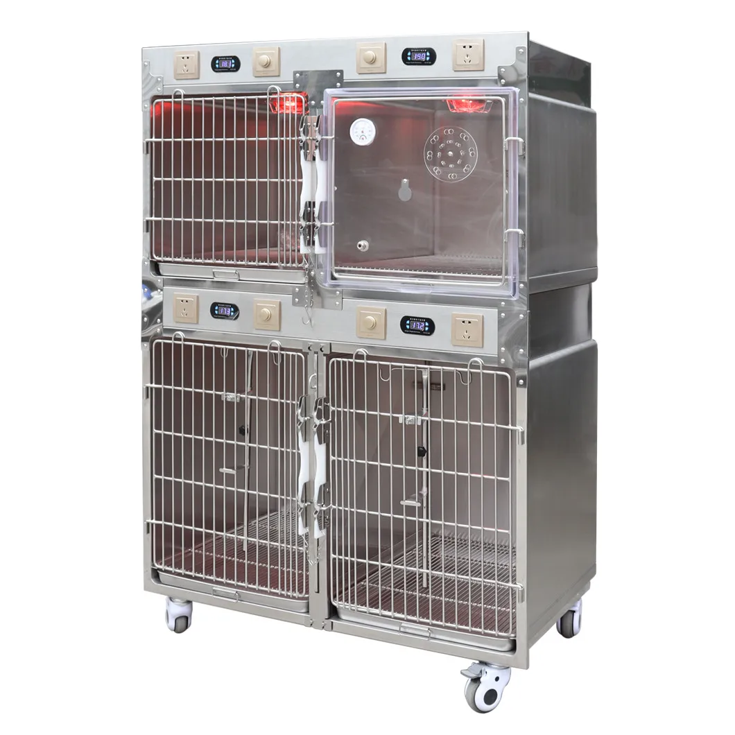 304 Stainless Steel Animal Care Cages Veterinary Customized Cat Dog Oxygen ICU Dog Cage for Vet Clinic