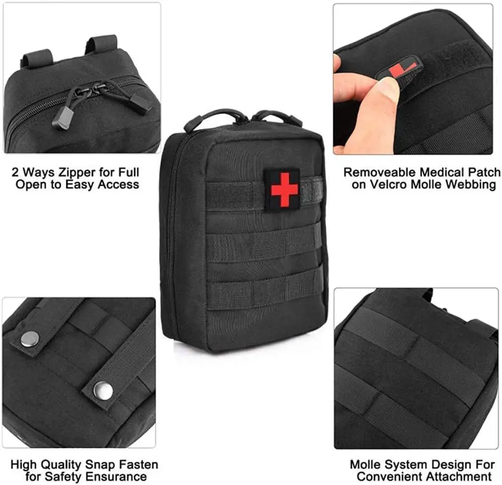 Anthrive Durable 600D Nylon Black First Aid Kit Ifak Tactical Rip Away Utility EMT Empty Medical Emergency Trauma First Aid Bag