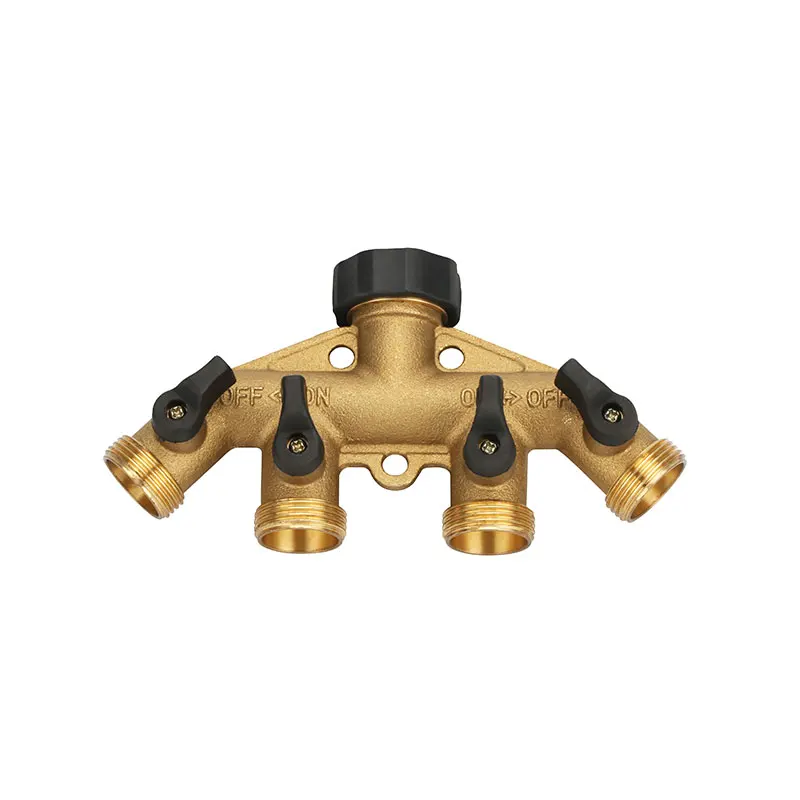 
4 way garden water faucet swivel connector garden hose water splitter 4-way ball valve 