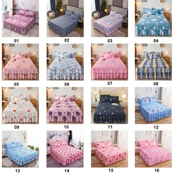 Hiqh Quality Bed Skirts Set Double Layer Bedspread Floral Printed Bed Sheet Bilateral Bed Skirt Bedding Bedsheet