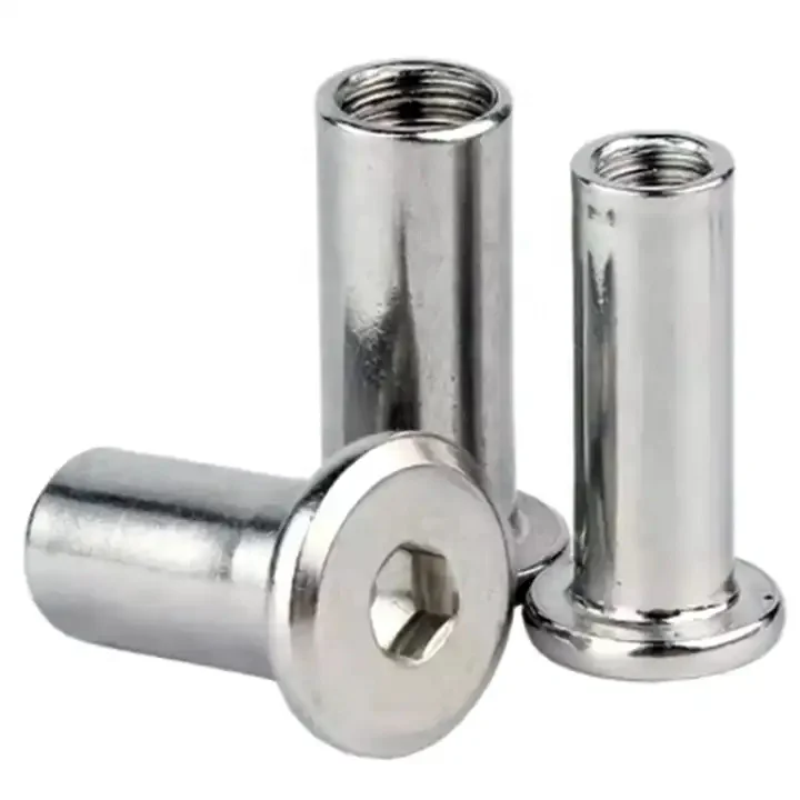 Factory Wholesale Hexagon Socket Nut Stainless Steel Furniture nut Hardware Dual Screw Splint Nut