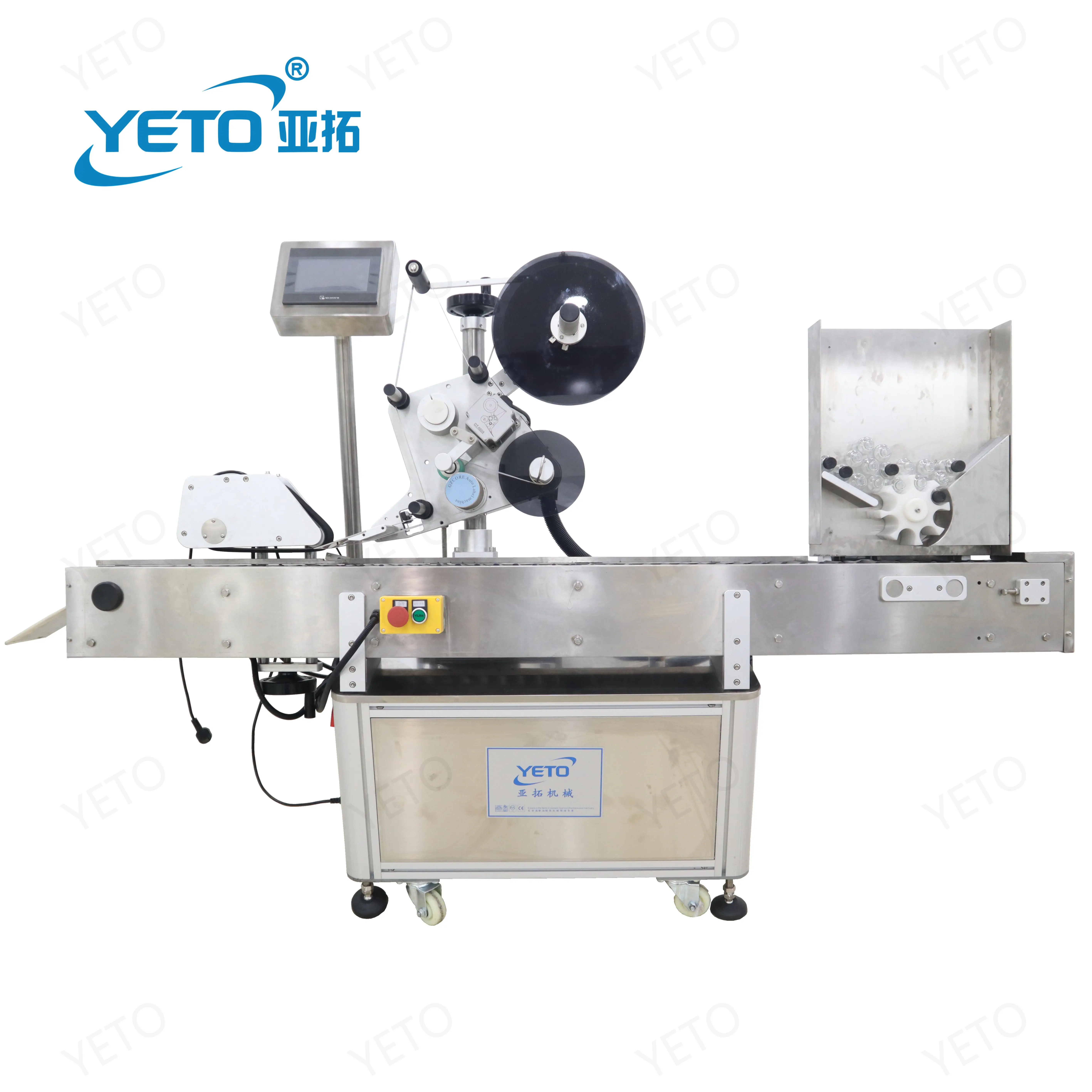 Full Automatic Small Cylindrical Conic Round Vial Dropper Tube Container Beer Can Labeling Machine with Conveyor Belt