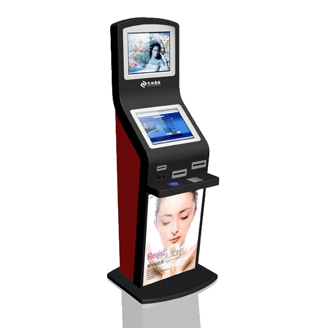 Customization 21 Inch Self Service Dual Touch Screen Ticket Vending Payment Kiosk with Card Reader and NFC Reader