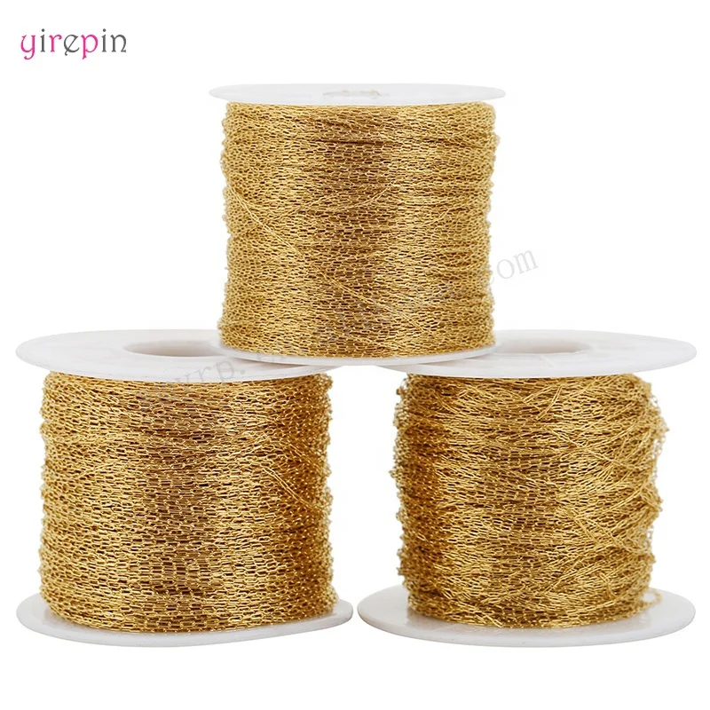 wholesale Vacuum electroplating 18k gold0.2/0.25/0.3mm ultra-fine stainless steel long cross chain DIY handmade gold wire chain