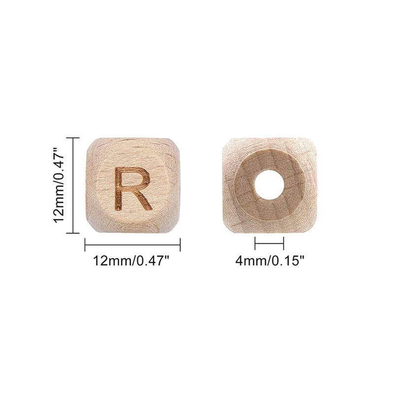 
Natural Beech Wood Square Alphabet Beads DIY Letter Beads Bulk For wood bead keychain bracelet 