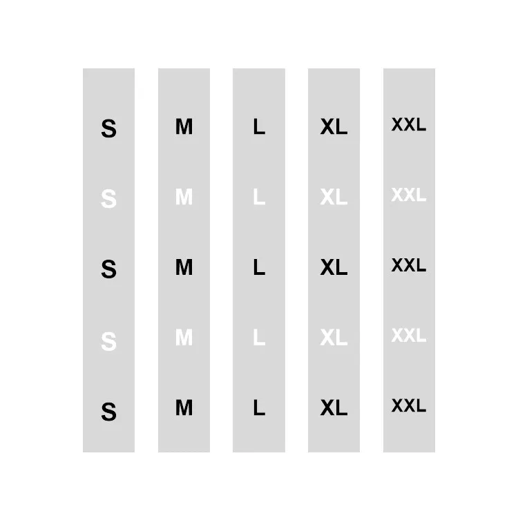Woven Made Clothing Size Labels Custom Biodegradable Clear Cotton S M L Xl XXL XXXL Shenzhen Custom Stickers Transparent Matte