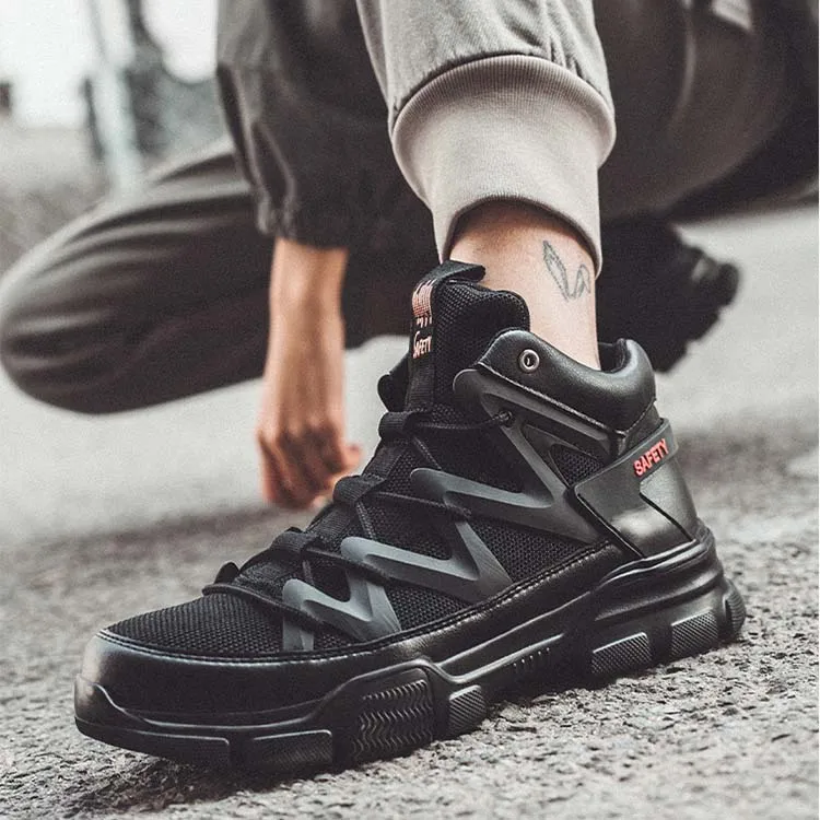 Alibaba Real Factory Custom Rebel Safety Shoes Hiking Crazy Horse Leather Safety Boots Working Boots Rubber Safety Shoes