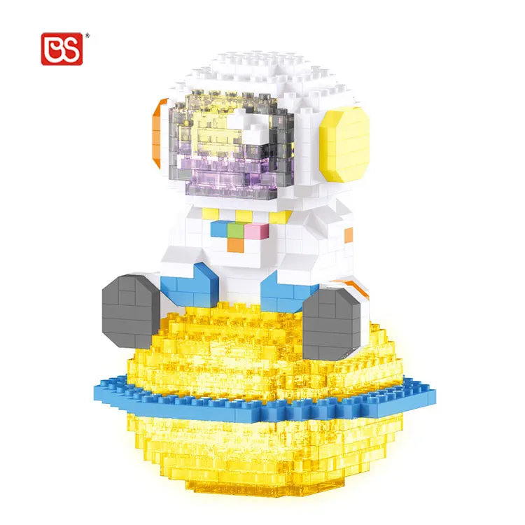 BS 387PCS Mini Bricks Led Lighting Kit Space Toys Micro Building Kits Astronaut With Diy Puzzle