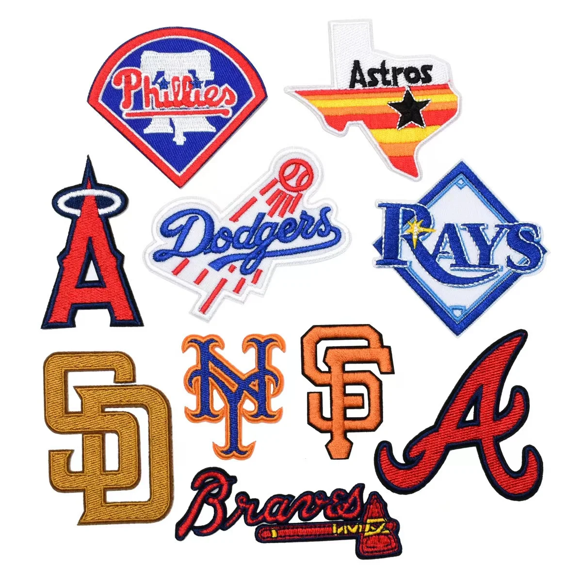 Baseball Team Logo Embroidered Cloth Heat Press Patches Back Adhesive Sports Iron Patch American Baseball Team emblem