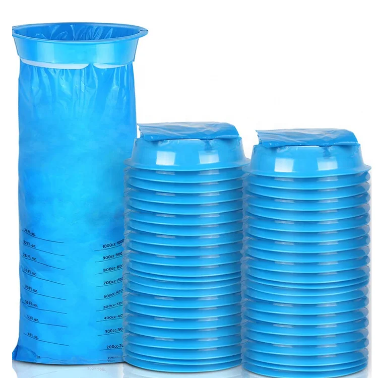 Medical Grade Thick Emesis Bag, Disposable Vomit Bags, Aircraft & Car Sickness Bag, For Travel Motion Sickness (Blue)