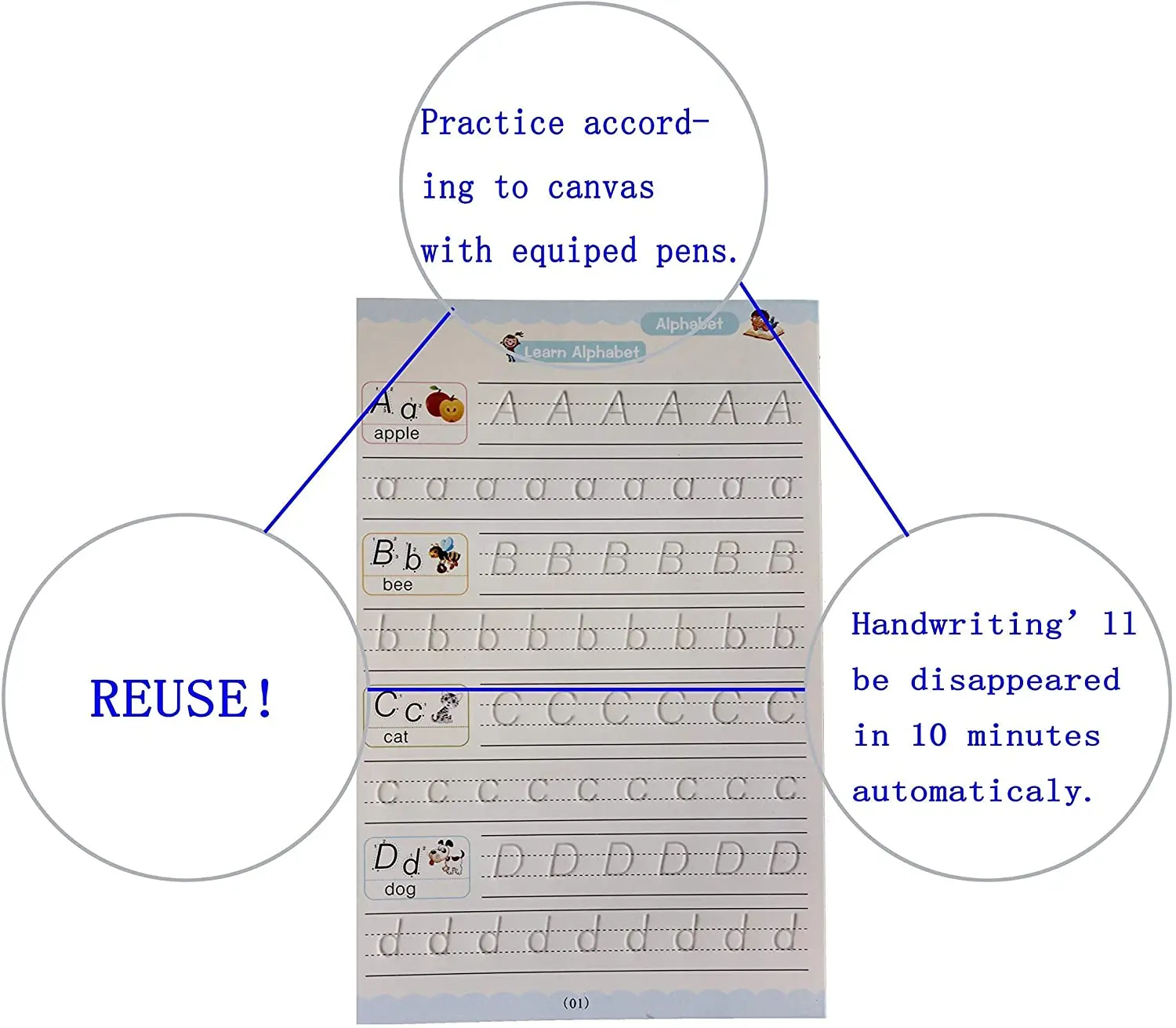 
Handwriting Reusable sank magic practice copybook 