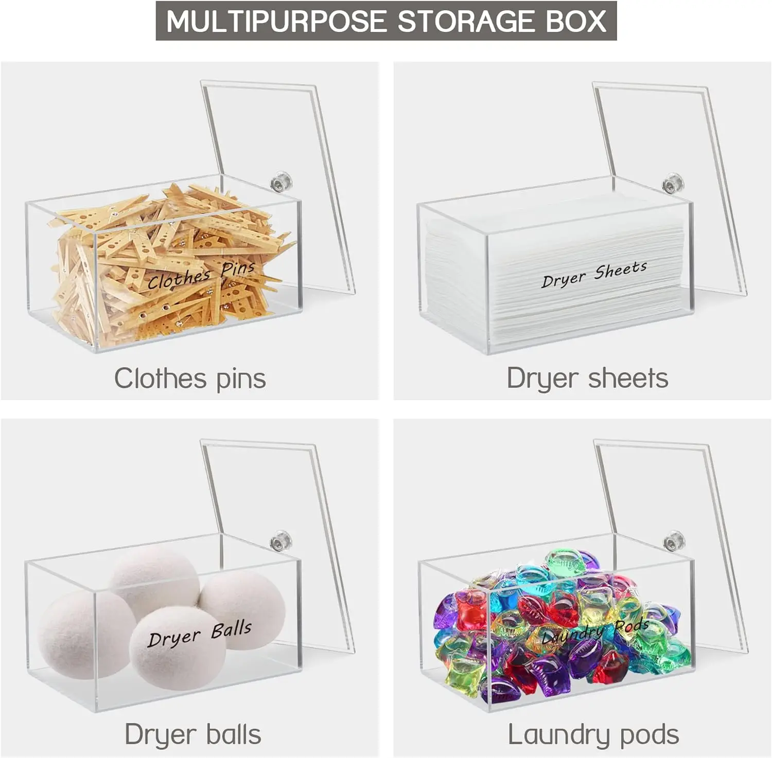 Wholesale Acrylic Dryer Sheet Holder With Lid Clear Transparent Acrylic Dryer Sheet Container