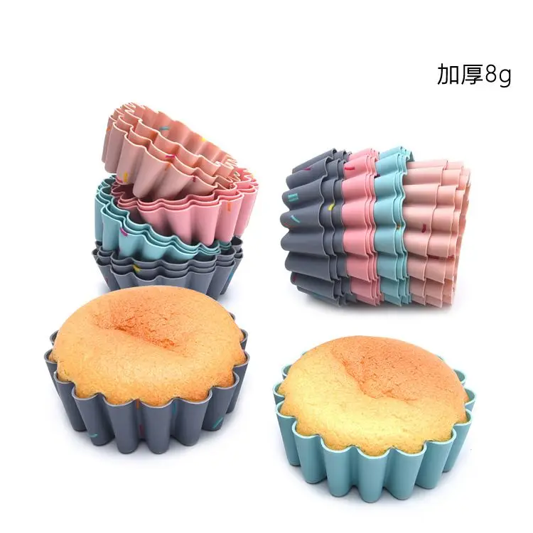 6 PCS Muffin Cup Cake Molds Silicone Round Bakeware Set Mould of Apple Pie