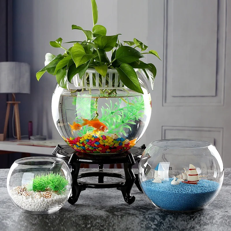 Wedding Office Home Tabletop Decor Globe Glass Flower Vase Aquariums Terrarium Fish Tank Clear Round Shape Glass Small Fish Bowl