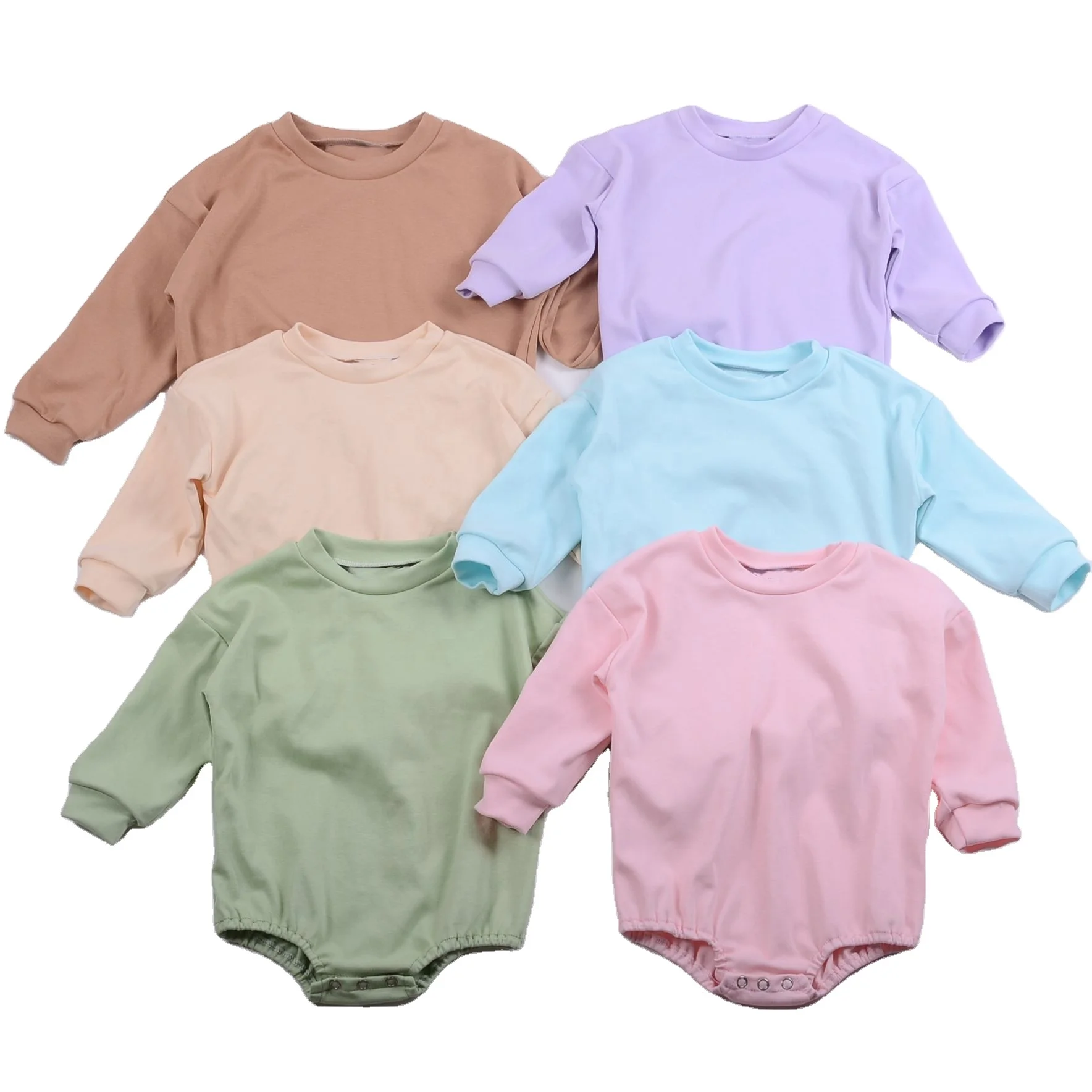 В наличии OEM/ODM 230 г чистый однотонный хлопковый Детский свитер комбинезон с длинным рукавом свободный для девочек рисунком Лео love