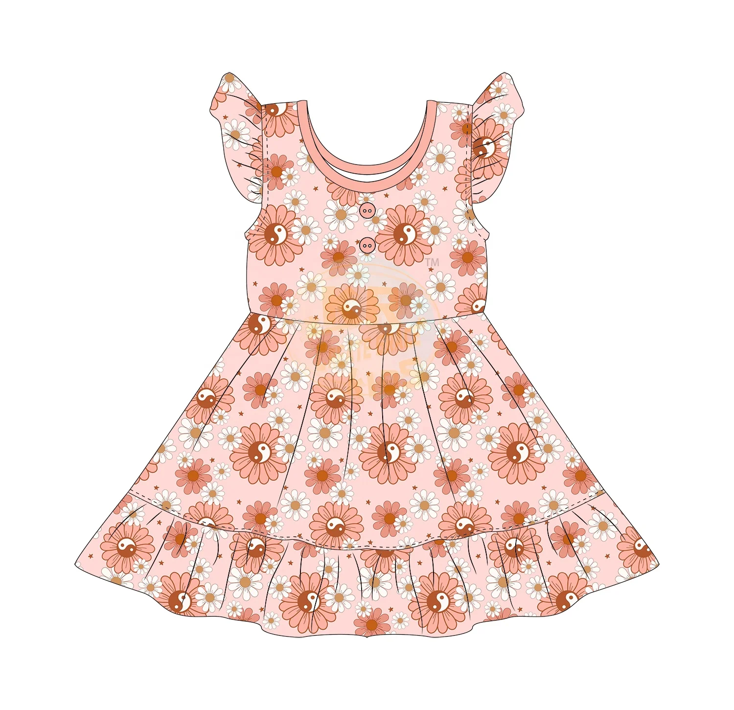 Summer Cute Toddler Girl Dress Floral Printing Girls A-line Dresses Baby Girl Knee-length Dresses For Children