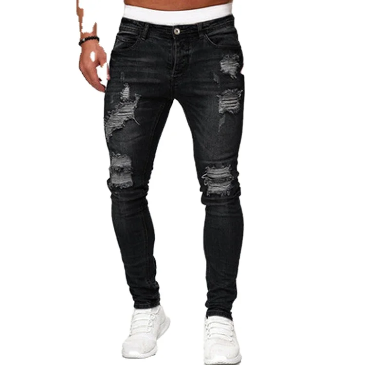 custom wholesale made high quality blue trouser jeans jeans men slim men s ripped skinny jeans