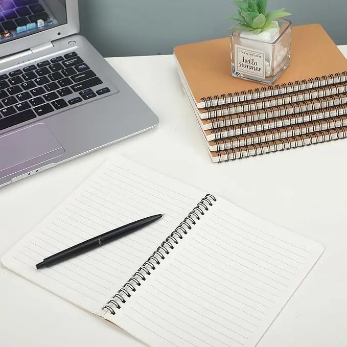 A5 Spiral Bound Notebooks 60 Sheets 120 Pages Kraft Paper Cover Hardcover Journal Travel Notepad Bulk Office School