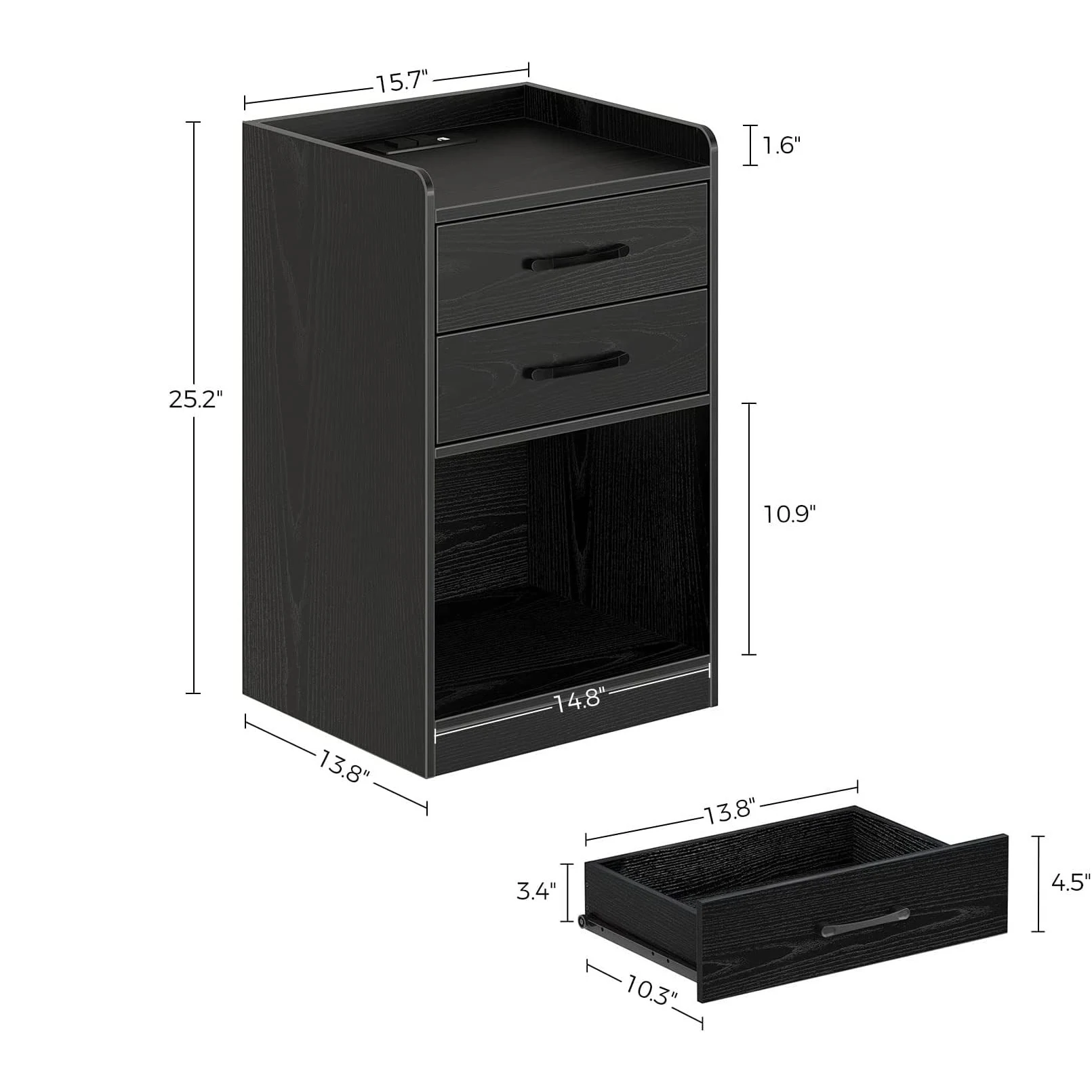 Modern luxury Bedroom furniture Smart bedside table Charging multi-function Storage solid wood bedside table