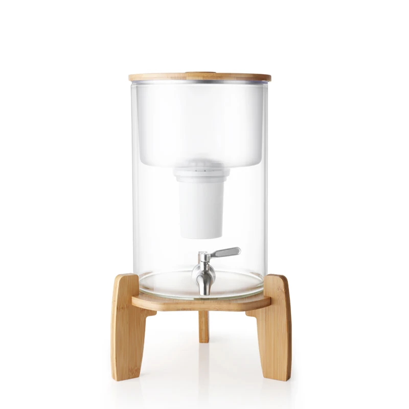 Alkaline Water Filter Dispenser Great Taste Glass Color Box Activated Carbon Transparent Drinking Water Manual Remove Chlorine