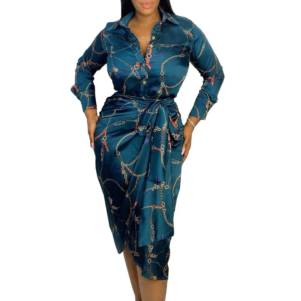 Женский офисный костюм большого размера, облегающая юбка с лацканами и длинным рукавом, платье средней длины до колена для осени