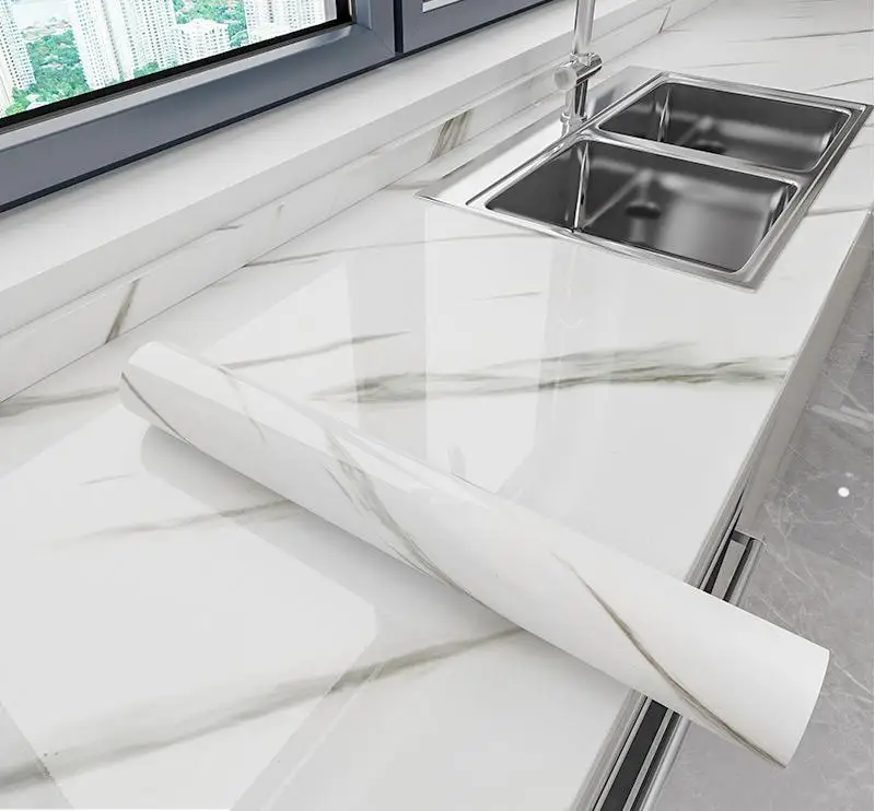 High Quality  Marble tile wall sticker waterproof thickened living room background PVC board toilet bathroom