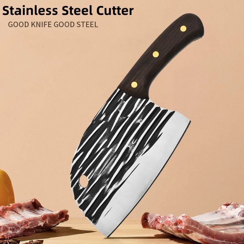 Hot Sell Hammered Pattern Sharp chopping butcher chef kitchen knife For Meat Vegetable Japanese Kitchen Knife