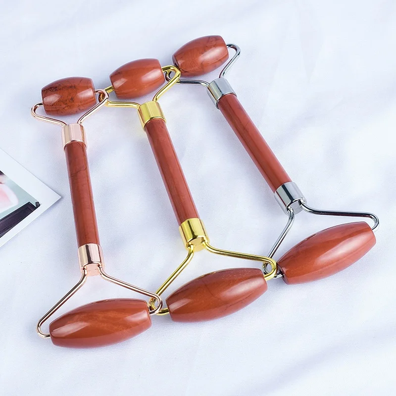 
Oem Private Label 100% Natural Beauty Roller Jade With Packaging Face Body Massager Stone Gua Sha Board Wood Handle Jade Roller 