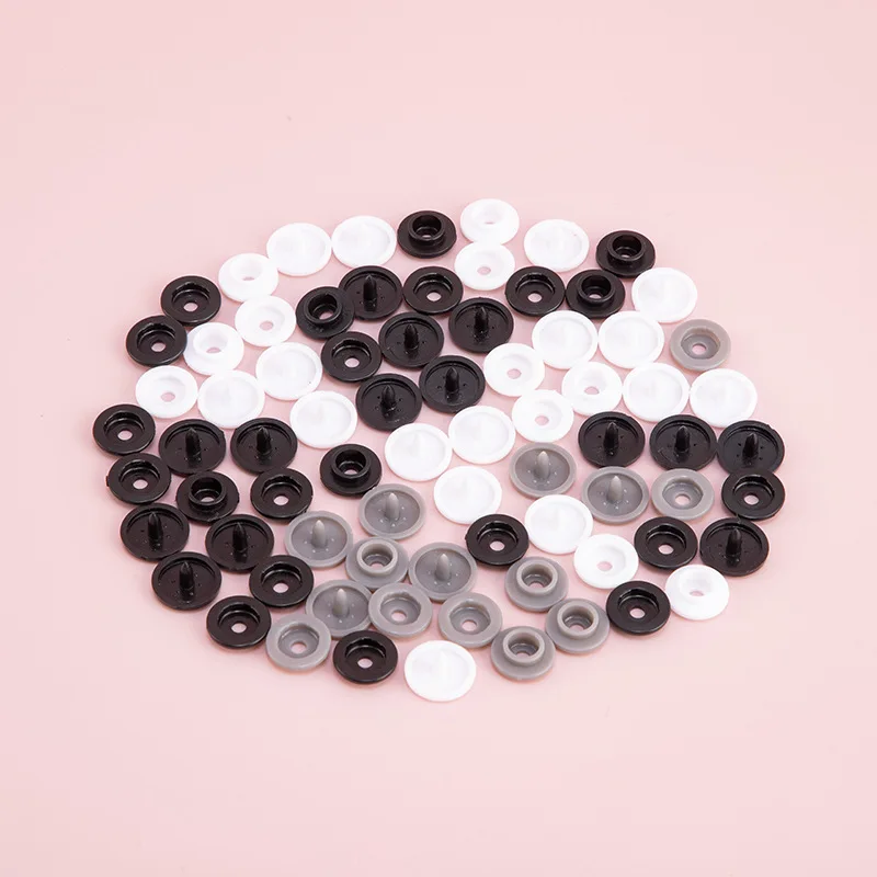 Factory Sale Black Plastic Snap Press Button Fasteners Rivets 9mm 4Parts Snap Buttons